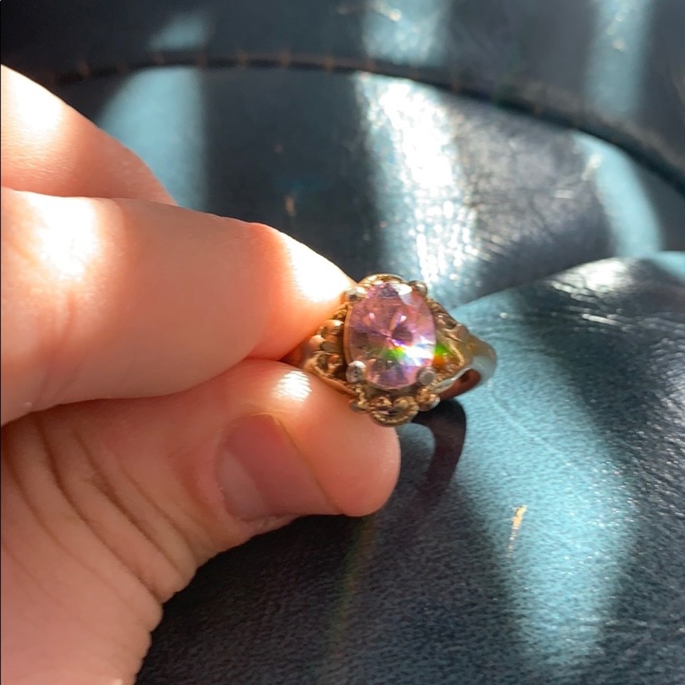 Gold over sterling ring with pink sapphire